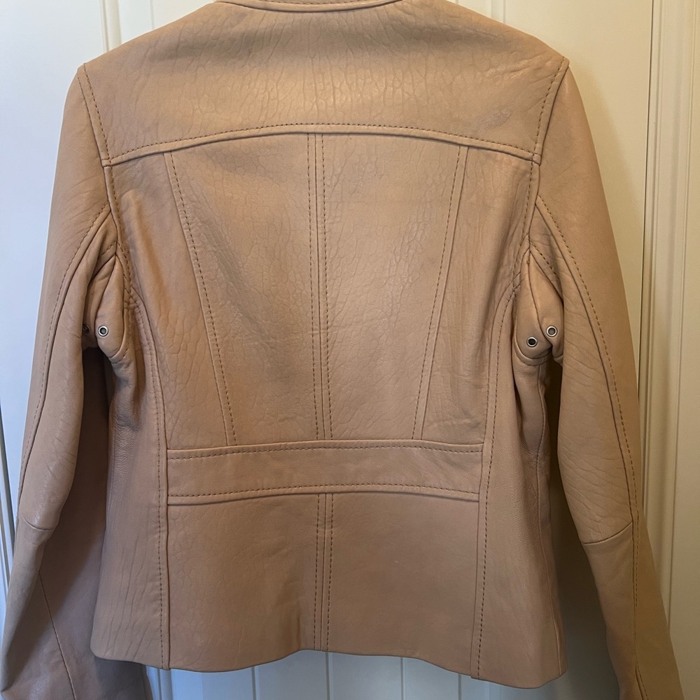 MICHAEL Michael Kors Women’s Beige Leather Moto/RacingJacket. Size M - Picture 4 of 8